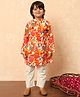 READIPRINT Full Sleeves Abstract Design Printed Kurta & Pyjama Set - Orange