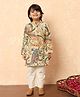 READIPRINT Full Sleeves Abstract Floral Printed Kurta And Pyjama - Beige
