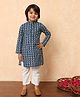 READIPRINT Full Sleeves Abstract Floral & Arrow Design Striped Kurta And  Pyjama  - Blue