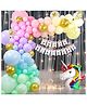 Puchku Happy birthday Net Curtain  LED Light 72 Pcs Combo for Kids Unicorn pastel décorbirthday party first 1st  2nd 5th  10th