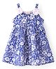 Babyhug Cotton Blend Woven Sleeveless Frock Floral Print - Blue