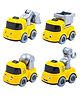 WISHKEY Plastic Push and Go Construction Truck Set, Friction Powered Construction Trucks Excavator, Moveable Parts, Unbreakable, Non-Toxic ABS Plastic, Yellow, 3+ Years (Set of 4)