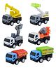 WISHKEY Plastic Push and Go Construction Truck Set, Friction Powered Construction Trucks Excavator, Moveable Parts, Non-Toxic Plastic, Multicolor, 3+ Years (Set of 6)