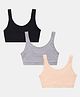 Sillysally Pack of 3 Sleeveless Solid Non Padded & Non Wired Active Bras -Black Skin And  Grey Melange