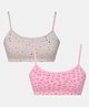 Sillysally Pack of 2 Sleeveless Abstract Printed Non Padded & Non Wired Training Bras - Beige And  Pink