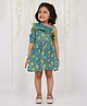 KID1 One Shoulder Lotus Printed & Gota Lace Embellished Dress -  Turquoise Blue