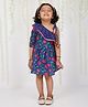 KID1 One Shoulder Lotus Printed & Gota Lace Embellished Dress - Blue