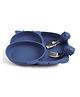  Suction Base Silicone Plate With Spoon & Fork , Baby Feeding Set - Blue