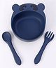 Panda Shaped Feeding Set with Spoon & Fork - Blue