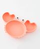 Silicone Suction Based Sectioned Plate Silicone Dish Crab Shaped - Orange| Break Proof| BPA Free| Non-slip Base| Dishwasher Safe| Easy to Clean and Maintain| Encourages Self Feeding