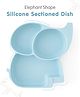 Silicone Suction Dish Sectioned Baby Plate 100% Silicone- Elephant Shape Light Blue