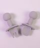Silicone Fork & Spoon Set With Bear Handle - Grey