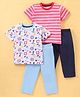 OHMS Single Jersey Knit Half Sleeves  T-Shirt & Shorts Set  Striped & Sailor Theme Print Pack of 2 - Multicolour
