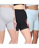 The Mom Store Pack Of 3 Lace Hem Detailed High Waist  Shorts - Sky Blue Black & Gray