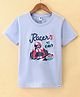 Teddy Sinker Knit Half Sleeves  T-Shirt with Racer Text Print - Blue