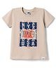Teddy Sinker Knit Half Sleeves Text Printed T-Shirt - Beige