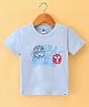 Teddy Sinker Knit  Half Sleeves T-Shirt with Text Print - Blue