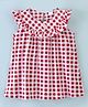 Teddy Sinker Knit Frill Sleeves Frocks With Checks-Red