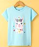 Teddy Sinker Half Sleeves Floral & Llama Printed T-Shirt - Light blue