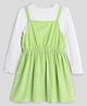 Somersault  Polka Dots Printed Corduroy Dress With  Full Sleeves Solid Tee - Neon Green