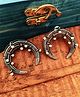 Binnis Silver toned half moon pearl studs