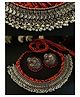 Binnis Wardrobe Set of Silver-Toned  Red German Silver Choker Necklace  Earrings