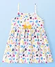 Babyhug 100% Cotton Single Jersey Knit Sleeveless Frock Floral Print - White