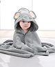 MumsLap Elephant  Detailed Hooded Premium Soft  Towel - Dark Grey