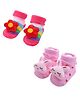 MumsLap Pack Of 2 Flower & Bunny Applique Detailed Anti Skid Socks - Multi Colour