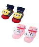 MumsLap Pack Of 2 Kitty & Bunny Applique Detailed Anti Skid Socks - Multi Colour