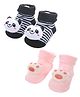 MumsLap Baby Pack Of 2 Paw Detailed Anti Skid Socks - Multi Colour