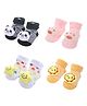 MumsLap Baby Pack Of 4 Panda Detailed Anti Skid Socks - Multi Colour