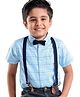 Babyhug 100% Cotton Woven Half Sleeve Regular Collar Stripe Shirt With Bow & Suspender-Blue