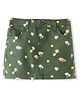 Babyhug Cotton Lycra Woven Mid Thigh Floral Printed Stretchable Skirt - Olive Green