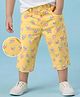 Babyhug Cotton Lycra Woven Capri With Stretch Floral Print -  Yellow