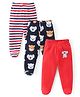 Babyhug Cotton Interlock Knit Stripe & Bear Print Bootie Leggings Pack of 3 - Multicolor