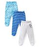 Babyhug Interlock  Cotton Knit Footed Bootie Leggings Striped & Animal Print Pack of 3 - Blue  & Grey