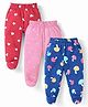 Babyhug Interlock Knit Heart & Polka Dot Printed Bootie Leggings Pack of 3 - Red Pink & Blue