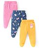 Babyhug Cotton Footed Bootie Leggings Polka Dost & Mushroom Print Pack of 3 - Pink Blue & Yellow