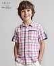 Arias Full Sleeves Cotton Grindle Checks  Shirt with Sleeves Tab - Pink