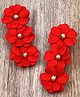 Lime By Manika Set Of 2 Floral Embellished Hair Clips - Red & Gold