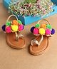 LIL PITAARA Pom Pom Detailed Kolhapuri Sandals - Tan