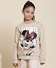 Kidsville Mickey & Friends Featuring Full Sleeves Minnie Mouse Printed Sweatshirt - Brown
