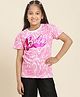 Kidsville Cotton Half Sleeves Mattel Featuring Barbie With All Over Marble Printed Tee - Pink