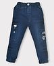 Kiwi Text Patch Detailed & Embroidered Jeans - Blue