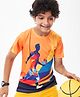 Pine Active Half Sleeves High Stretch T-Shirt Ball Print - Orange