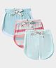 Mi Arcus Pack Of 3 Cotton Solid & Striped Shorts - Blue & Pink