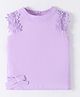 Kookie Kids Sleeveless  Top with Lace Detailing  & Bow Applique Solid Colour  -  Purple