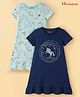 Honeyhap Premium 100% Cotton Single Jersey Half Sleeves Nighty With Bio Finish Unicorn Print Pack Of 2 - Limpet Shell Blue & Navy Peony
