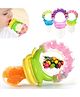 BabyGo Organic Baby's BPA-Free Silicone Nipple Food Nibbler for Fruits with Rattle Handle - Multicolor
